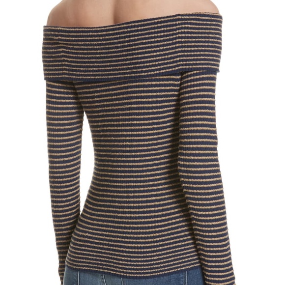 FRAME Striped Off-The-Shoulder Sweater, sz S - Picture 3 of 10